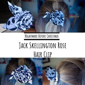 Handcrafted Jack Skellington Rose Hair Clip